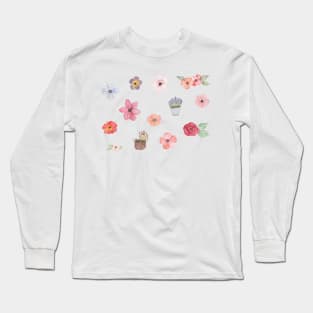 Flowers set watercolor Long Sleeve T-Shirt